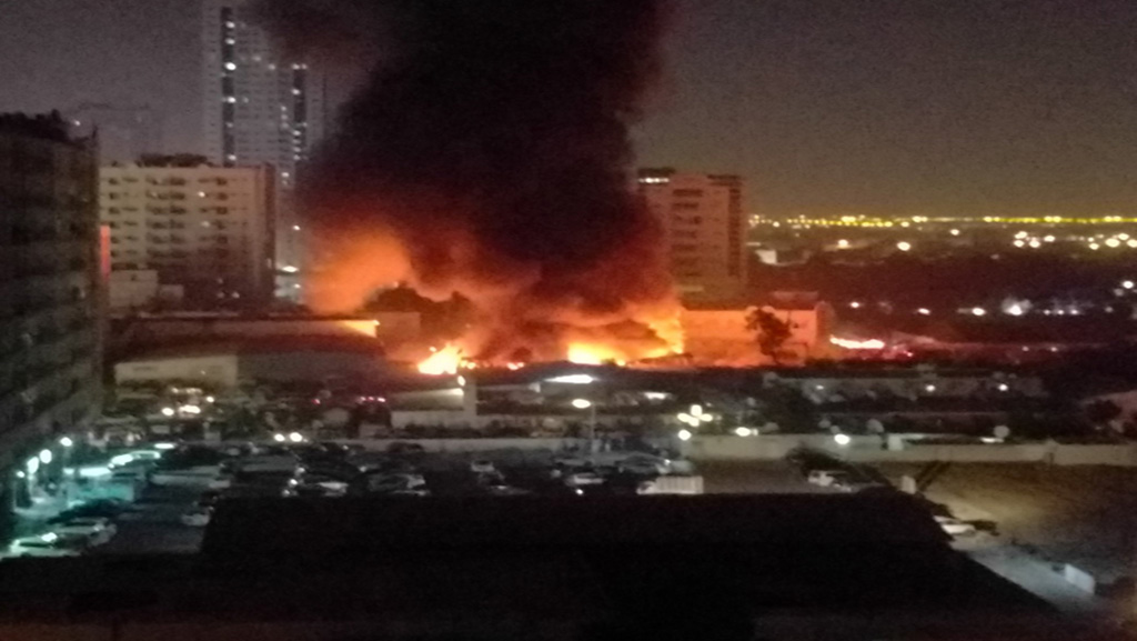 Fire erupts in Sharjah warehouse on January 1, 2019