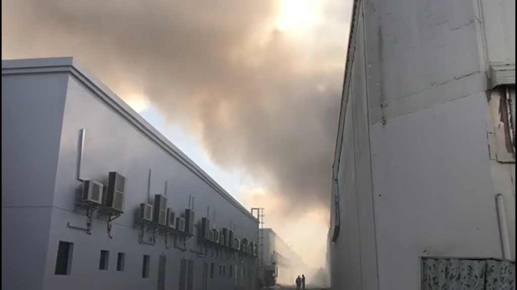 Fire erupts in Sharjah warehouse on January 6,2019