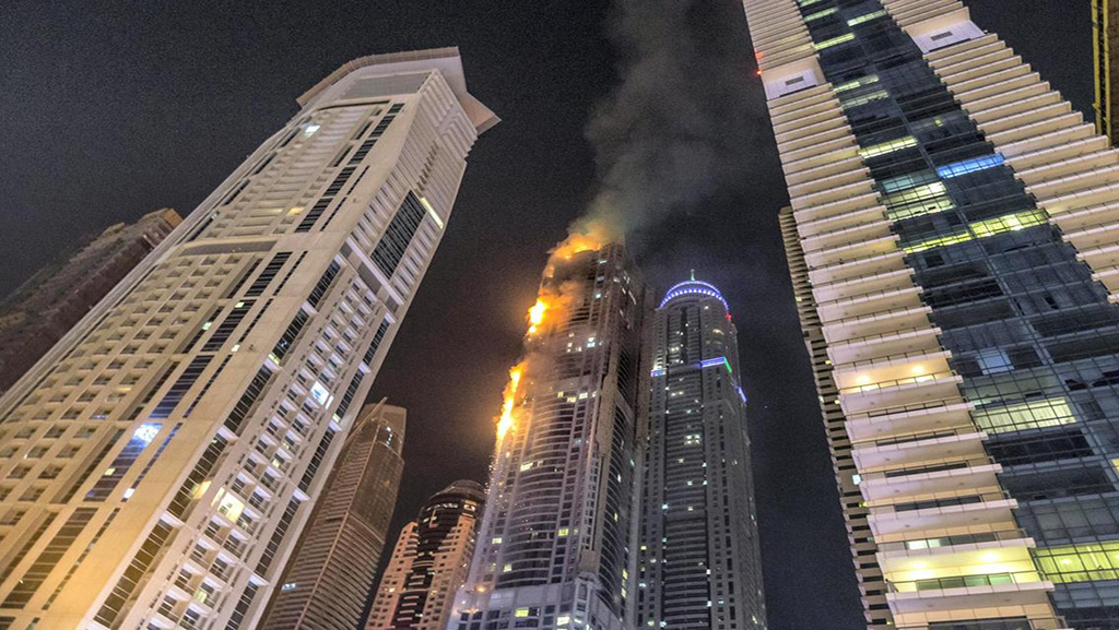 Fire in Dubai Marina Torch Tower on January 6,2019